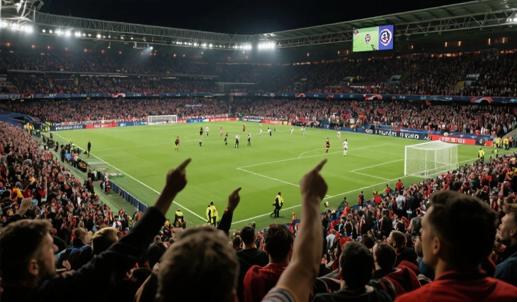 欧洲五大联赛球队在新赛季激烈竞争的赛场瞬间，充满热情的观众和紧张的比赛氛围